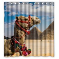 Pinghai - Cortina De Ducha Egipcia Con Ganchos, 167 X 183 Cm