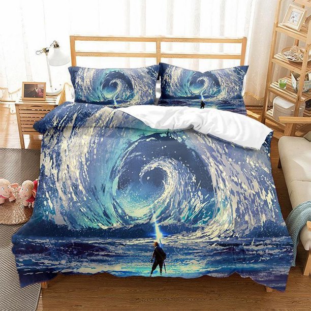 Black Red Little Boy Golden Ringsgol Quilt Duvet Cover Set Soft Bedding Kids3-Piece Bedding Set