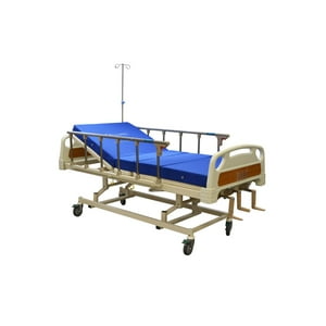 Glomed - Cama Clínica Manual 3 Pos Plus + Colchón 4 Pliegues 10Cm Beige