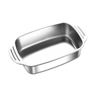 Magideal - Bandeja Para Hornear Profunda De Pescado De Acero Inoxidable, Molde Para Pasteles Con Asas, Bandeja Multifuncional Resistente Para Servir Para Jardín Fondo Plano