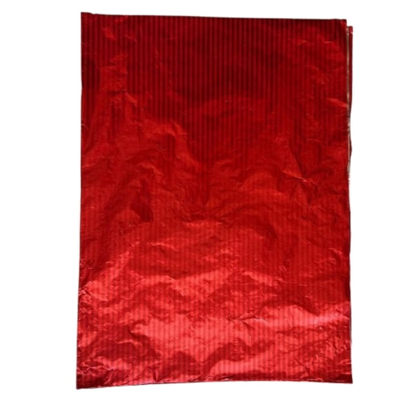 Pack 5 Pliego Papel Aluminio Rojo Linea Para Choco. 43x58cm