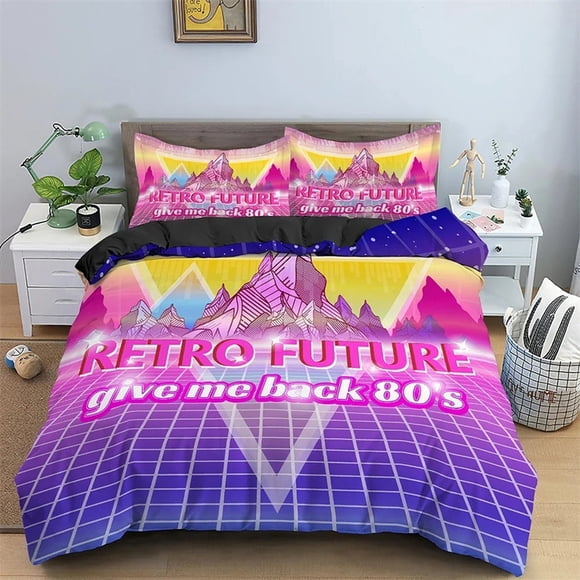 Retro Duvet Cover Set Vintage Give Me Back s Pattern Bedding Set Microfiber Quilt Cover for Teens Adult