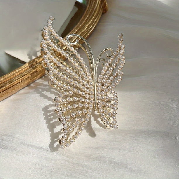 Gorgeous Butterfly Crystal Hair Claw Clips - Strong Hold Non-Slip Hair Catch Barrettes for Thick and Thin Hair - Perfect Accessories for Women and Girls