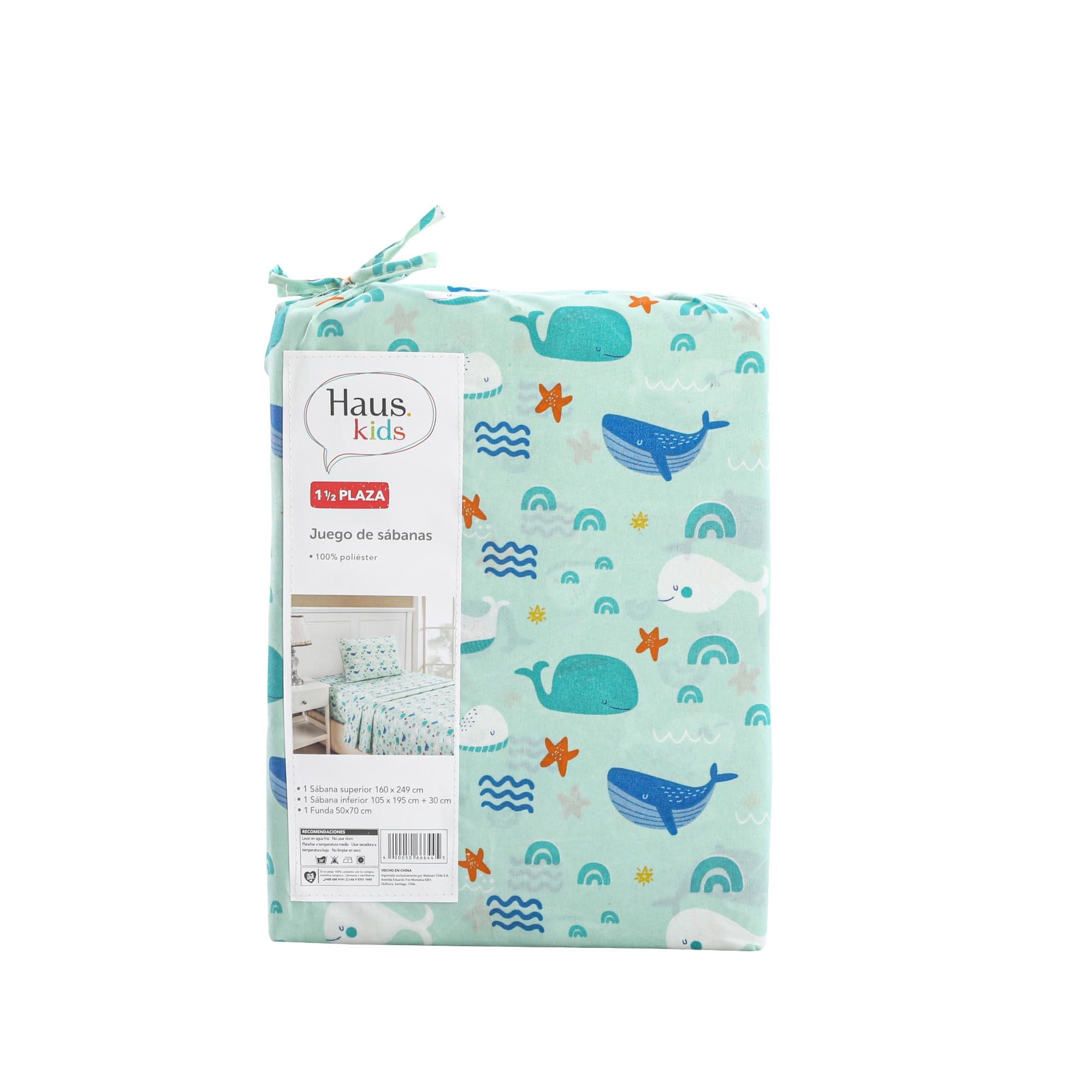 Haus - Juego De Sábanas Ballena 1.5 Plaza 100% Poliéster