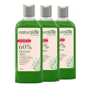 Pack 3 Shampoo Control Caida Graso 350 Ml Naturaloe