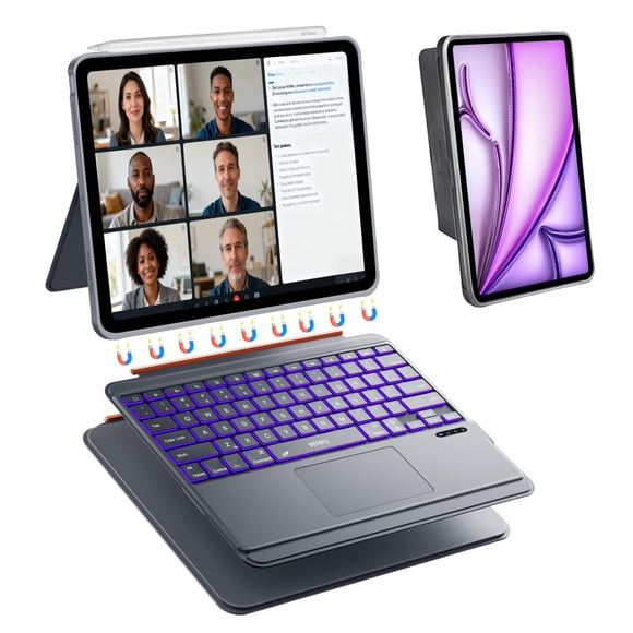 Funda con teclado WIWU para iPad Air 13 y Pro 12.9 con trackpad, gris