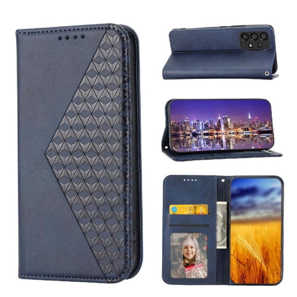 Funda Flip FOXDOCK para Samsung Galaxy A72 5G/4G , Estilo Billetera con Diseño Rombo, Correa de Mano y Soporte, Uso Diario