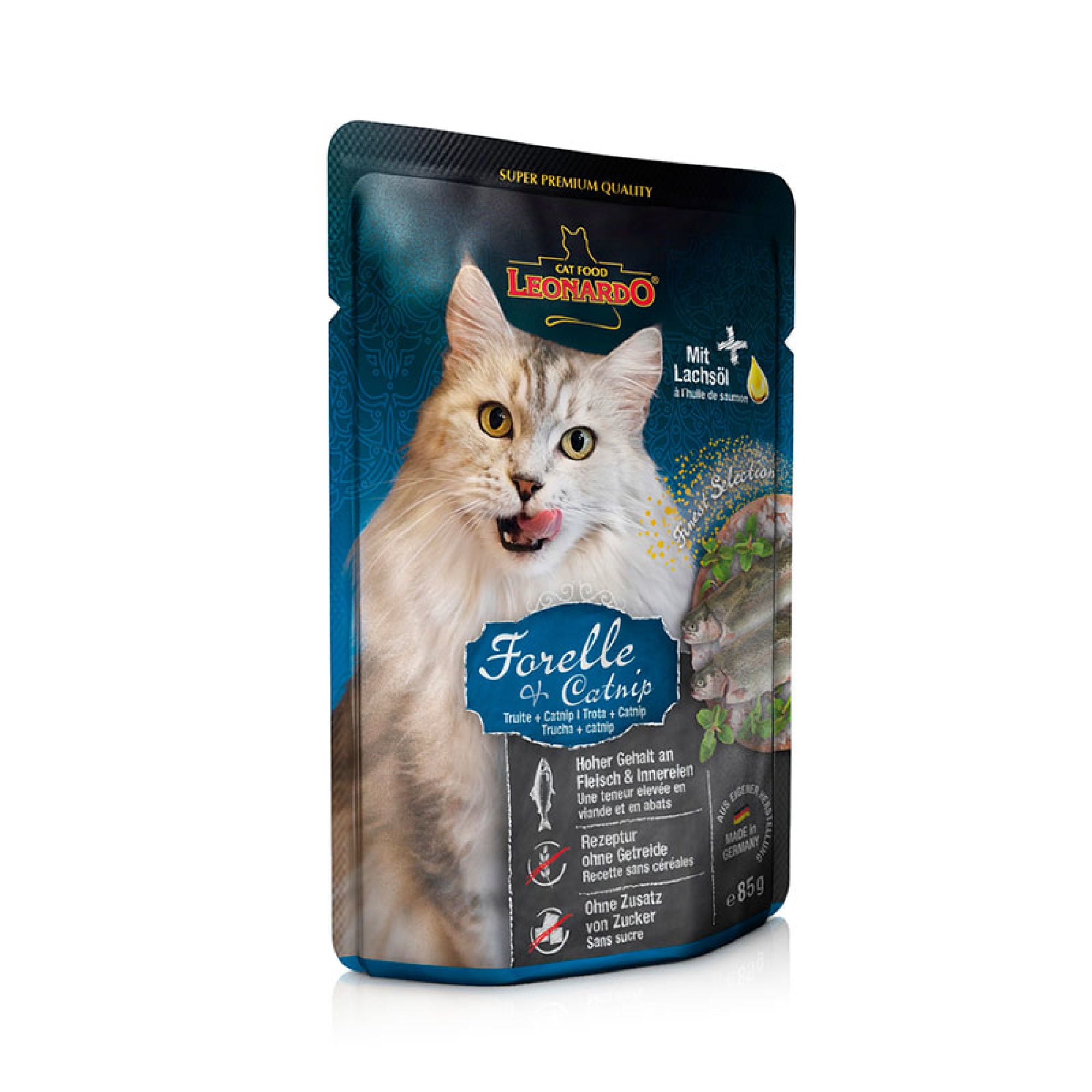 Display 16 unidades Alimento Super Premium Trucha y Catnip Trucha Gato 85gr