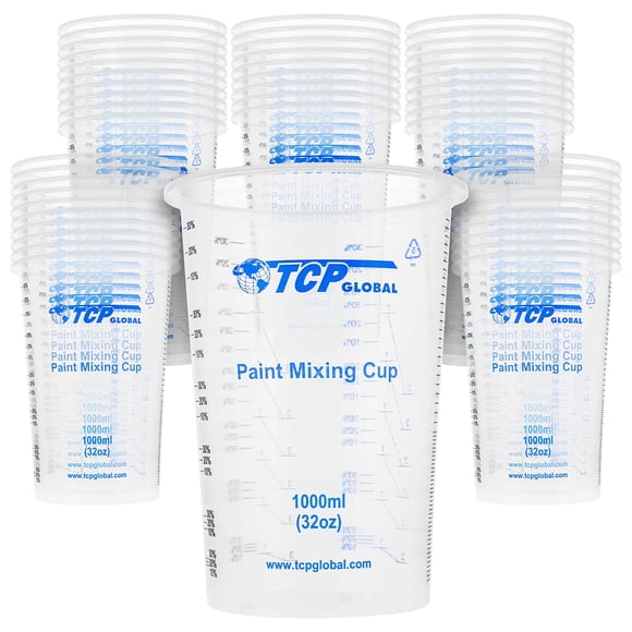 Vasos para mezclar desechables, flexibles, transparentes, de plástico graduado, 1000 ml