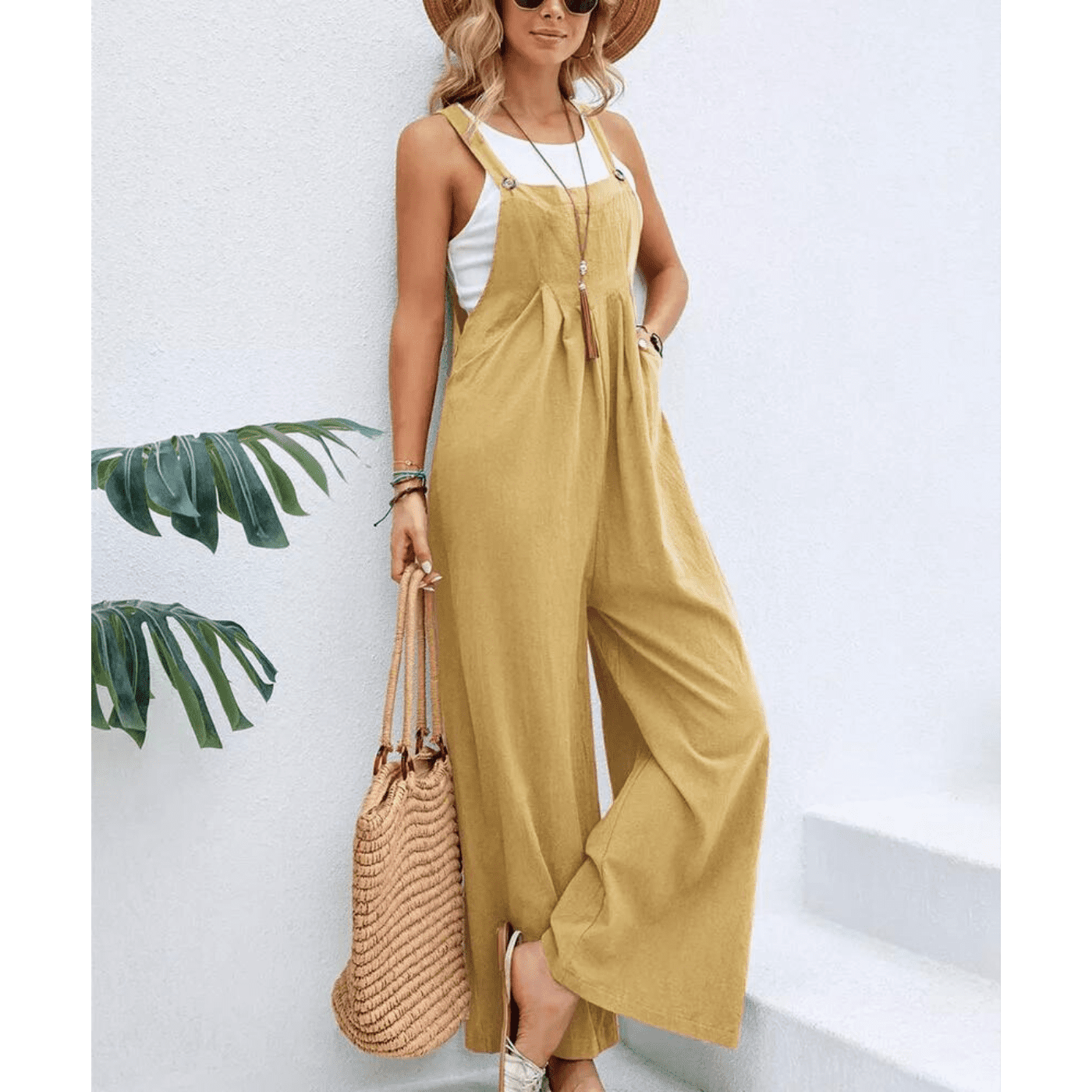 Likeshop - Enterito Premium Jardinera Lino Primavera Mujer 221