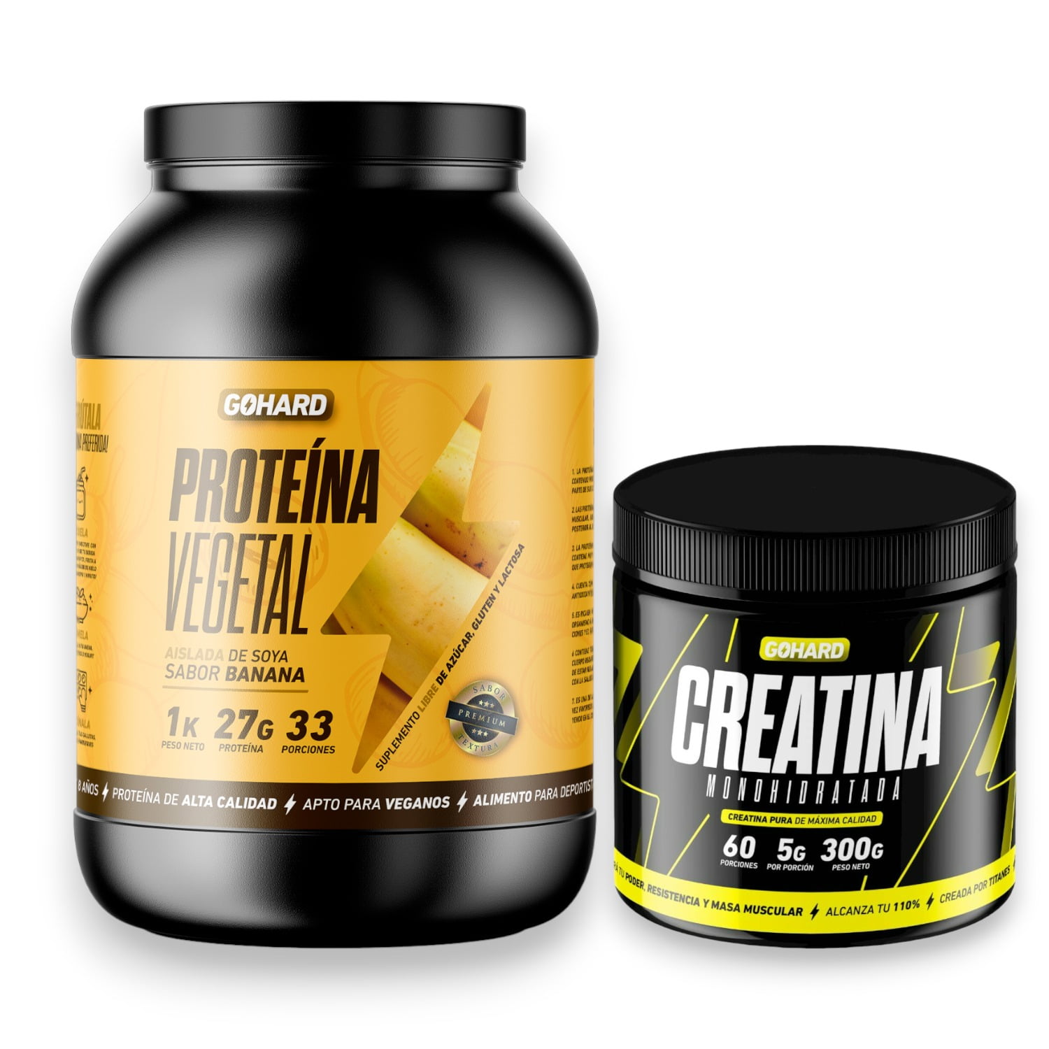 Gohard - Proteína Vegetal Banana 1kg Pack Creatina Monohidratada 300gr