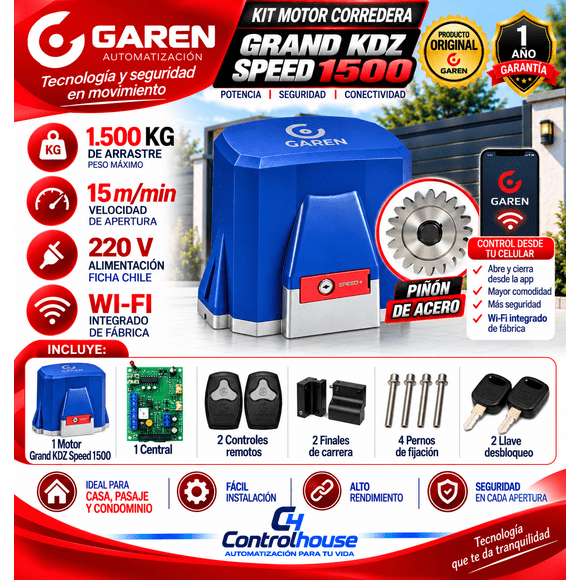 Motor Porton Corredera GAREN 1500K Speed WIFI 15mxm