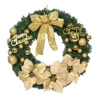 Magideal - Corona De Navidad De 40 Cm Con Bolas, Adornos De Lazo, Corona De Flores, Corona De Navidad Para Año Nuevo, Pared, Centro Comercial, Puerta, Decoración Dorado