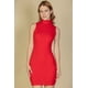 thumbnail image 1 of Vestido Mini Ajustado sin Mangas con Cuello Alto Acanalado Rojo M, 1 of 5