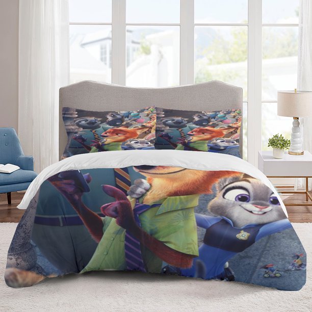 Zootopia Bedding Sets Cartoon Duvet Cover Lightweight 3 Piece Bet Sets for Kids Boys Girls
