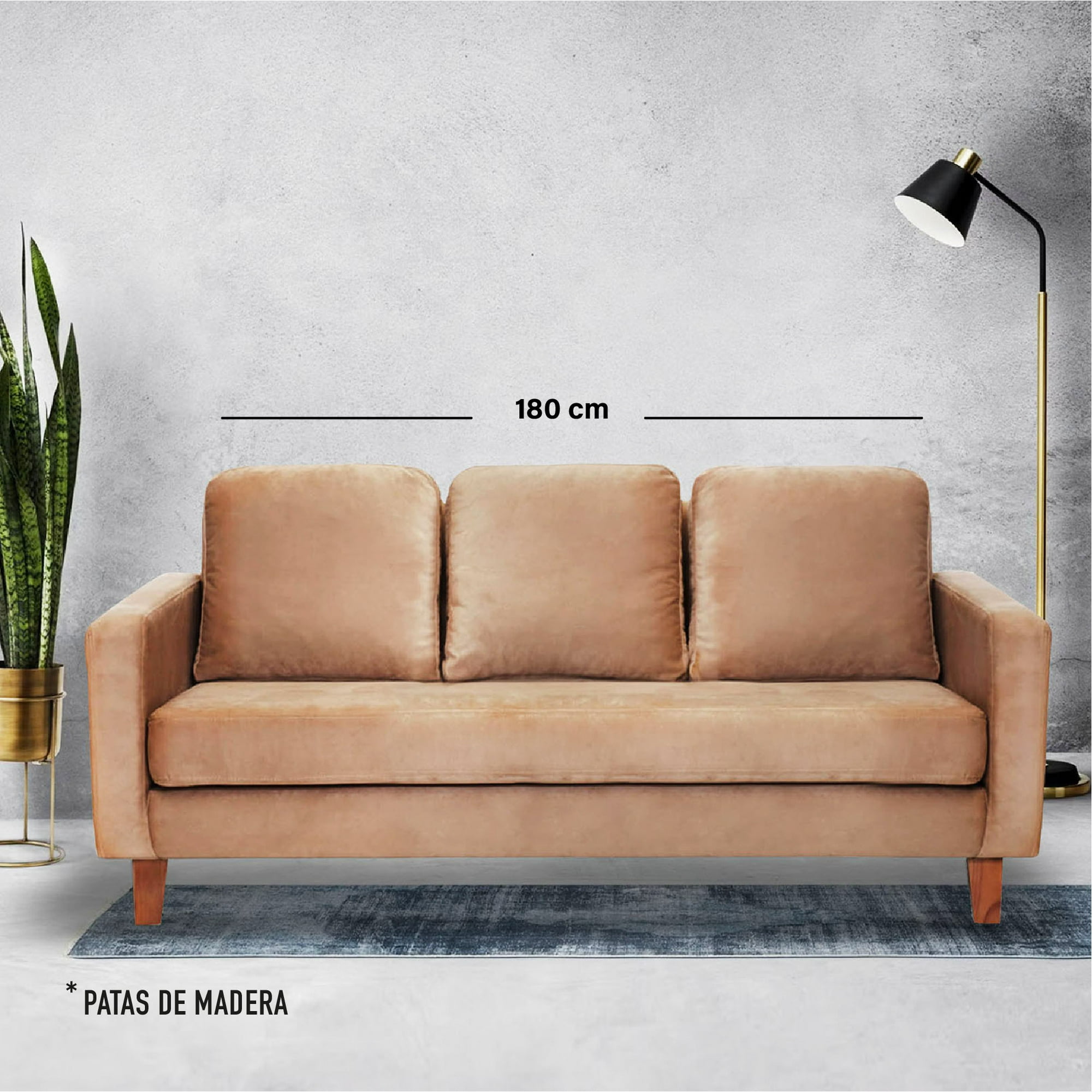 Latam Home - Sofa Venecia 3c Tela Velvet Beige