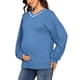 thumbnail image 4 of INSPIRE CHIC Sudadera de maternidad con cremallera lateral para lactancia, manga larga, cuello en V, camisetas de embarazo para amamantar, S Azul Marino, 4 of 6