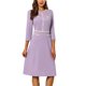 thumbnail image 1 of INSPIRE CHIC Vestido de mujer línea A, contraste de color, vestido para el trabajo, con ribete de tweed, XL, púrpura, 1 of 5