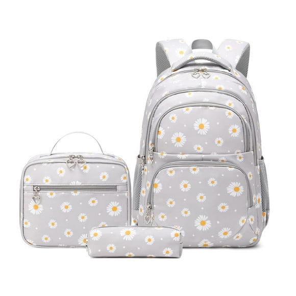 Set de mochilas EKUIZAI Daisy Prints para niños con lonchera y estuche para lápices