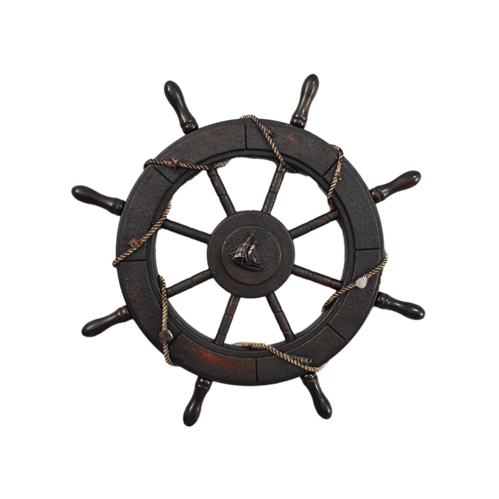 Magideal - Decoración De Volante De Barco De Madera, Adorno Colgante Para Puerta, Decoración , Decoración De Dirección De Barco, , 62Cm