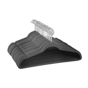 Crusec - Pack 50 Colgadores Ganchos Ropa Negro Antideslizante Flocado
