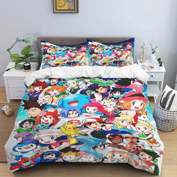 13Size Pokemon Cartoon Bedding Set Pikachu 3D Printing Home Decoration Pillowcase Quilt Cover Cute Gift To Family and Friends Bed Sheets