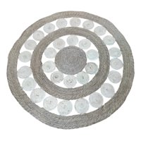 Genérico - Alfombra Yute Bicolor Círculos Calada Decorativa Jhn