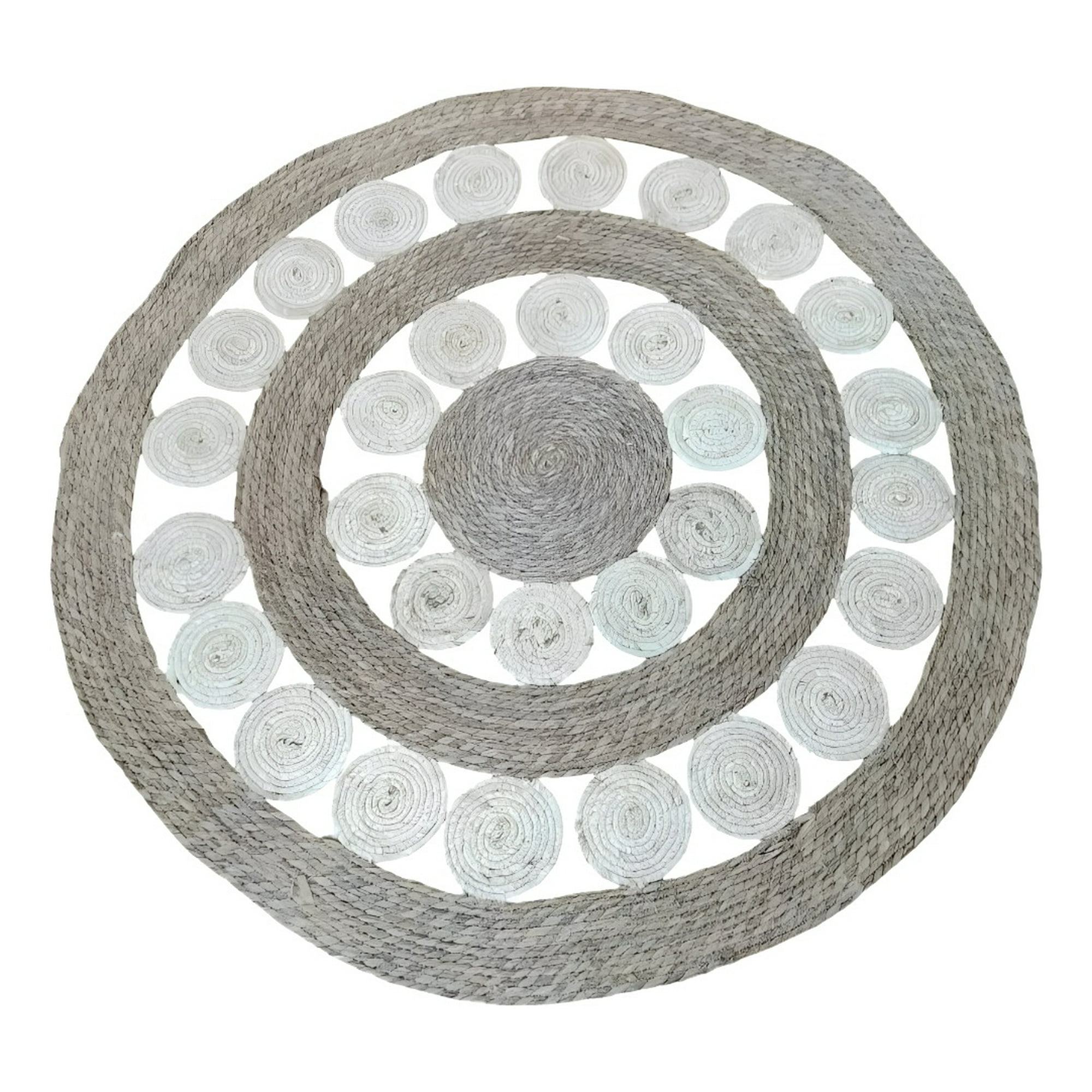 Genérico - Alfombra Yute Bicolor Círculos Calada Decorativa Jhn