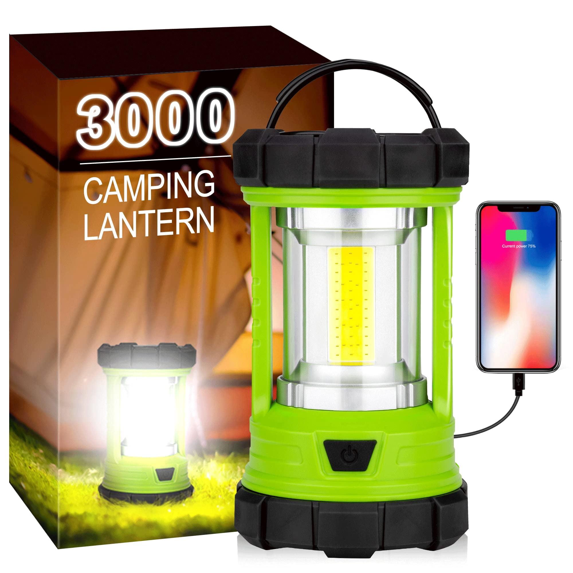 Farol De Camping Elesall De 3000 Lúmenes Led Recargable A Prueba De Agua