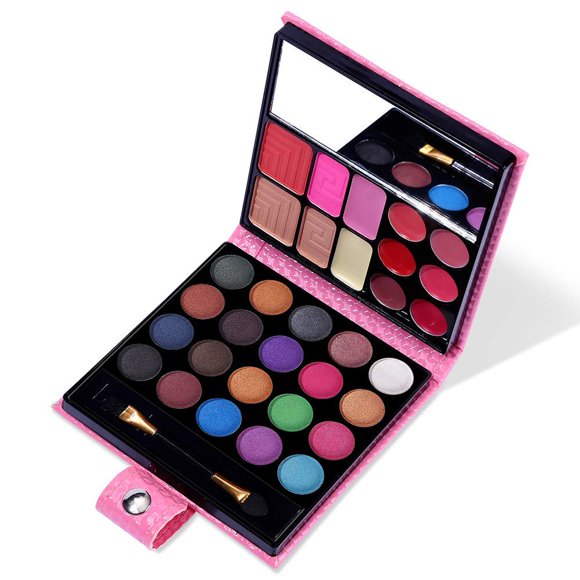 Kit de maquillaje QiBest 20 sombras de ojos, 6 brillos de labios, 3 coloretes +