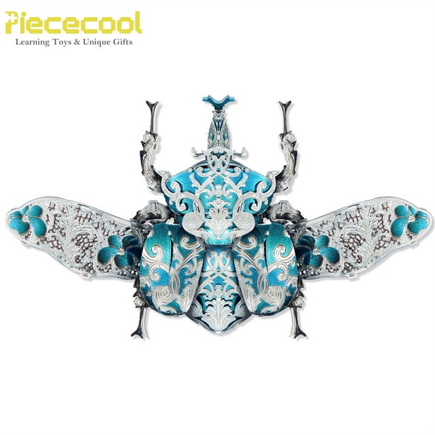 Piececool 3D Metal Puzzles For Adults, Rhinoceros Beetle 3D Model Building Kits Insect Themed Brooch Assembling DIY Crafts Creative Birthday Gifts,22Pcs