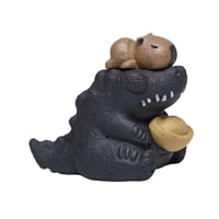 Bothyi - Estatua De Cocodrilo De Arcilla Morada, Hecha A Mano En China, Para Estantería De Libros Y Oficina.