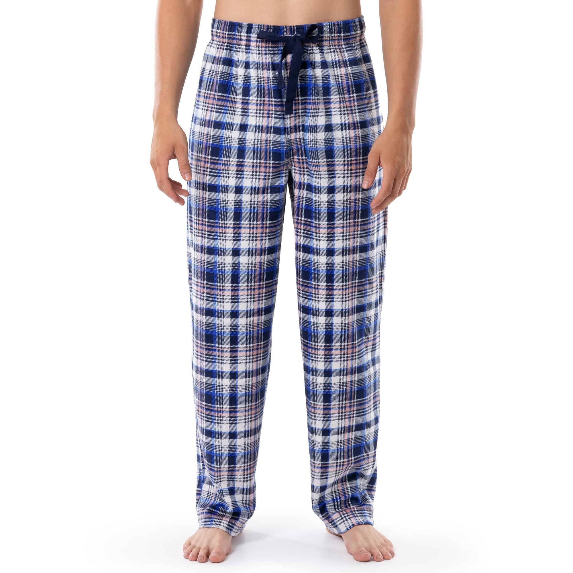 Pantalón De Pijama Para Hombre Izod De Forro Polar Sedoso A Cuadros Azul Marino Y Blanco 2xl