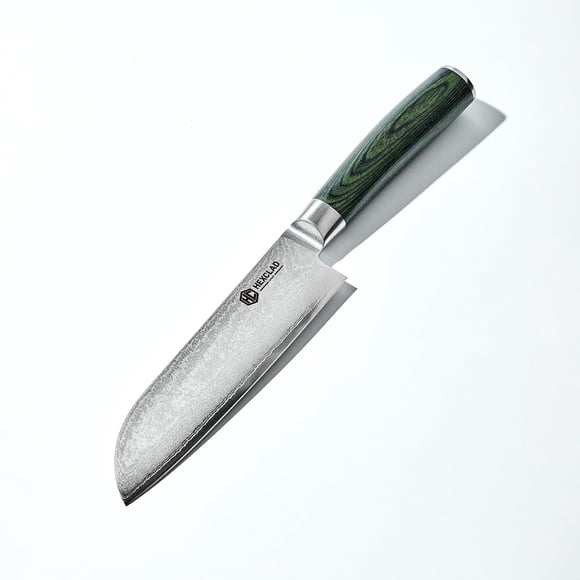 Cuchillo HexClad Santoku de 18 cm, acero damasco y hoja completa
