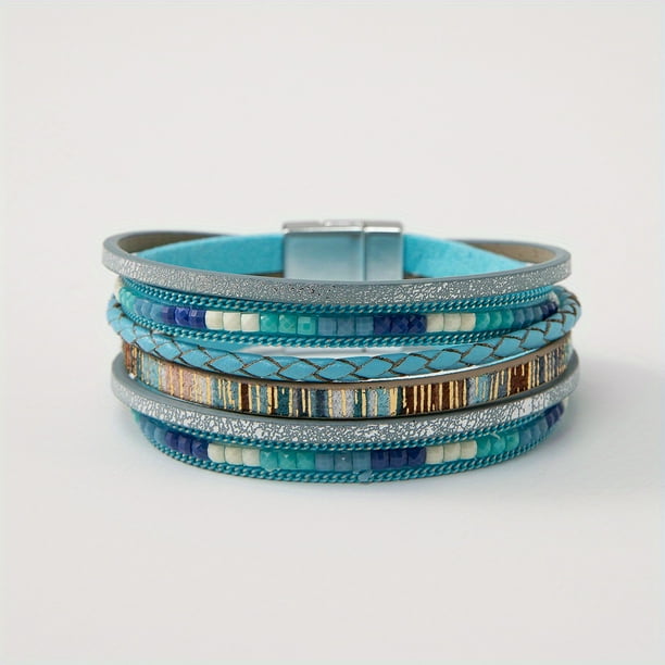 Elevate Your Look with this Stylish Colorful PU Leather Magnetic Buckle Bracelet