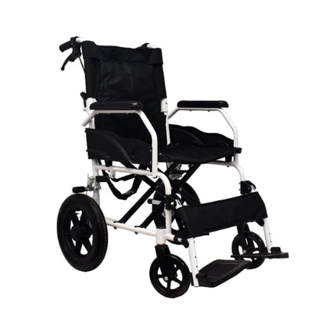 Glomed - Silla De Ruedas De Transporte Geriatrica Ultra Liviana Gris