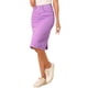 thumbnail image 4 of INSPIRE CHIC Falda de Mezclilla de Cintura Alta para Mujer, Falda de Jean a la Rodilla con Dobladillo Deshilachado y Bolsillos, Púrpura Claro XL, 4 of 6