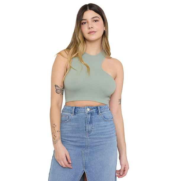 Peto Mujer Halter Cut Out Menta Corona
