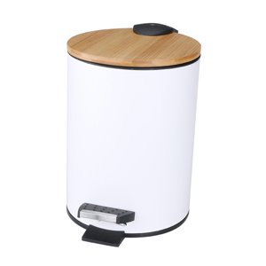 Bothyi - Cubo De Basura De Madera Con Escalón Abatible Cubo De Revestimiento Extraíble Para Dormitorio Oficina Cocina 3L Blanco