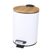 Bothyi - Cubo De Basura De Madera Con Escalón Abatible Cubo De Revestimiento Extraíble Para Dormitorio Oficina Cocina 3L Blanco