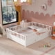 thumbnail image 1 of Full size Floor bed, integral construction with super high security barrier, door, children's floor bed frame, Montessori wooden children's floor bed, white, 1 of 3