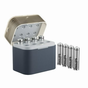 Philips - Pilas De Litio Aaa Recargables Y Cargador Rápido, Paquete De 8