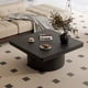thumbnail image 2 of 34.6'' Square Coffee Table for Living Room, Modern Wood Veneer Top with Parquet Pattern & Cylindrical Base, Thickened Tabletop, Easy Assembly, Black, 2 of 3