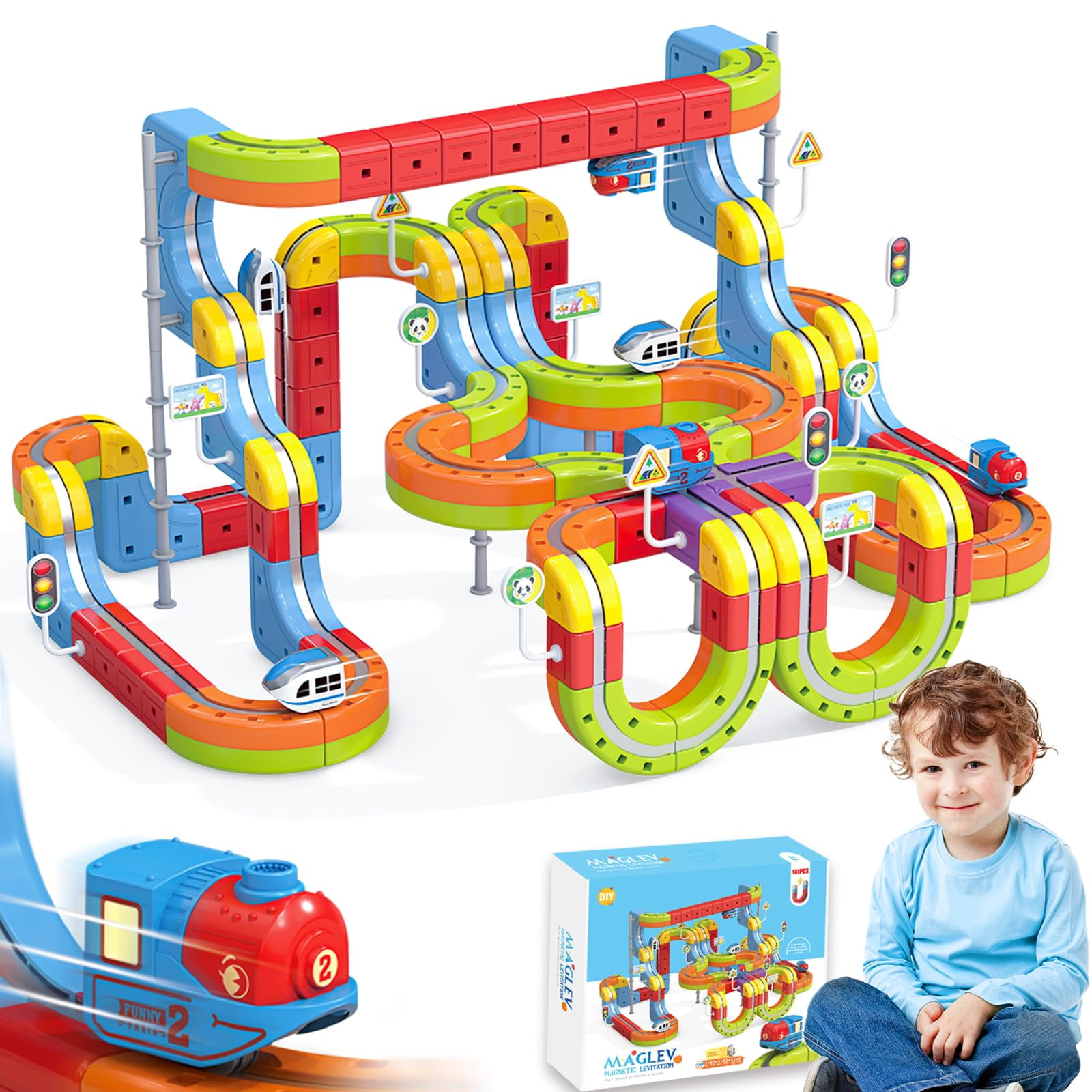 Generic - Set De Tren Eléctrico Klick Rail 141 Piezas Con Tren 3d Racer Para Niños De 3 A 8 Años
