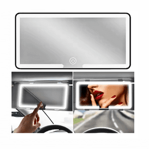 Genérico - Espejo De Maquillaje Con 3 Tonos Luz Led Para Auto Coche Marco Negro