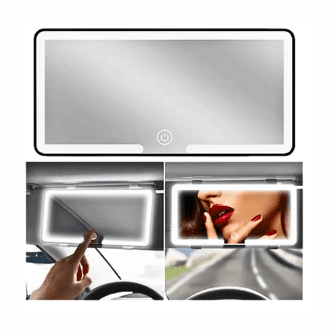 Genérico - Espejo De Maquillaje Con 3 Tonos Luz Led Para Auto Coche Marco Negro
