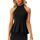 thumbnail image 1 of INSPIRE CHIC Blusa Peplum sin Mangas de Verano para Mujer con Cuello Halter y Pliegues, Talla L, Negro, 1 of 6