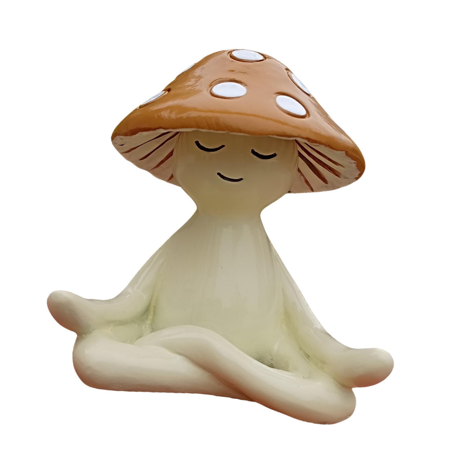 Magideal - -sciente De La Estatua Del Casco Meditación Pintura A Mano Pintura A Mano Mini Escultura De Figuras De Hongos En Forma De Hongo Para La Casa En El Int