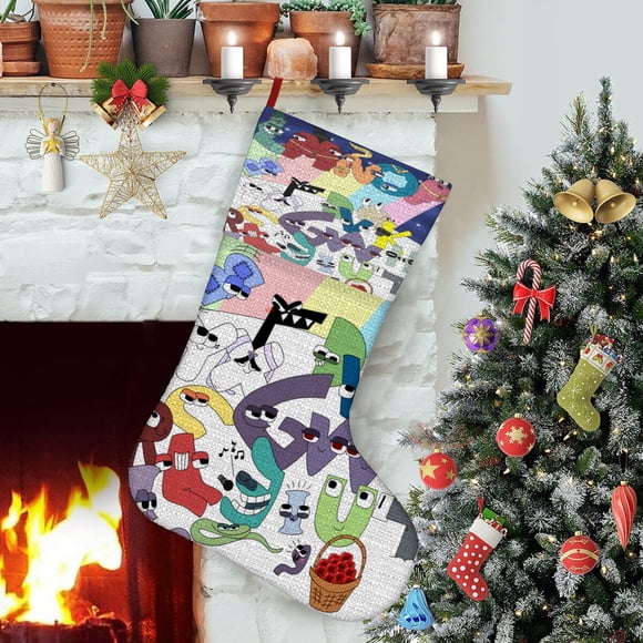 Calcetín de Navidad Desmarcar Alphabet Lore Blanco 45cm x 32cm