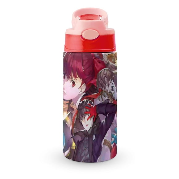 Persona 5 RoyalBotella de Agua con Tapa Pop Top de Un Toque, Acero Inoxidable, a Prueba de Fugas, para Deportes, Botella Infantil rosa 12 oz